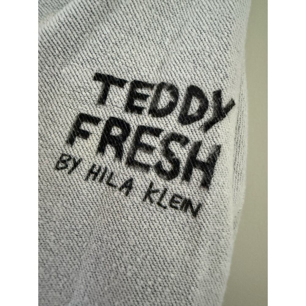 Teddy Fresh Reversible Bear Sweatshirt Blue Gray Unisex L Crewneck Hi Bye Mom - Picture 9 of 10